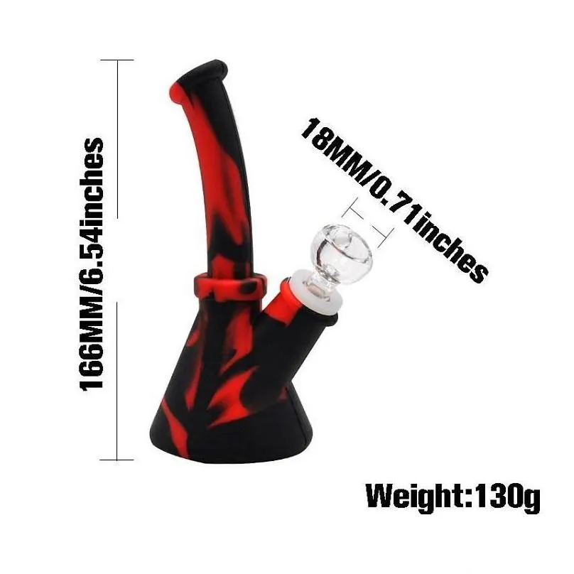 new style 6.5 beaker base water pipes mini silicone beaker hookah unbreakable silicone bong with silicone downstem 14mm glass bowl