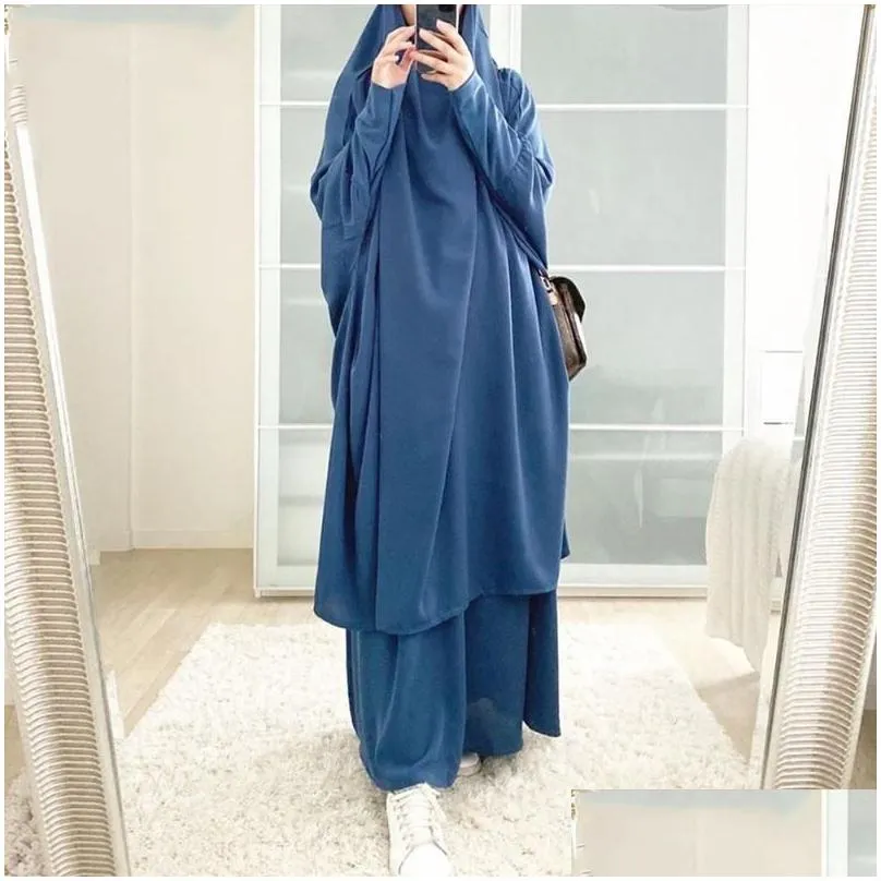 ethnic clothing hooded muslim women hijab dress prayer garment jilbab abaya long khimar ramadan gown abayas skirt sets islamic clothes