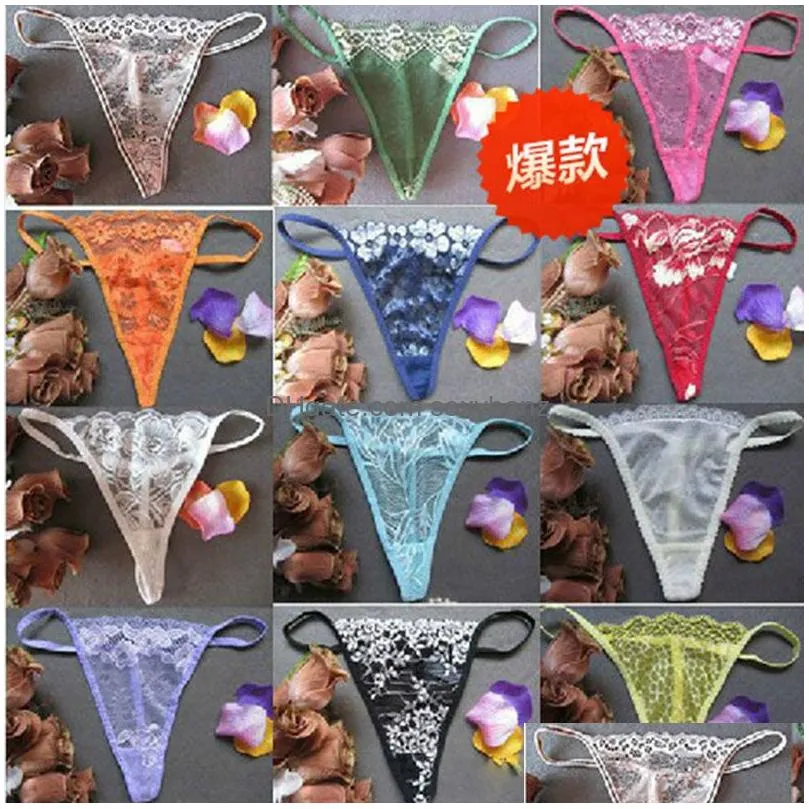 sexy lace underwear g string thongs panties t back lingerie women lady multicolor floral peen bikini panty on sale 190230