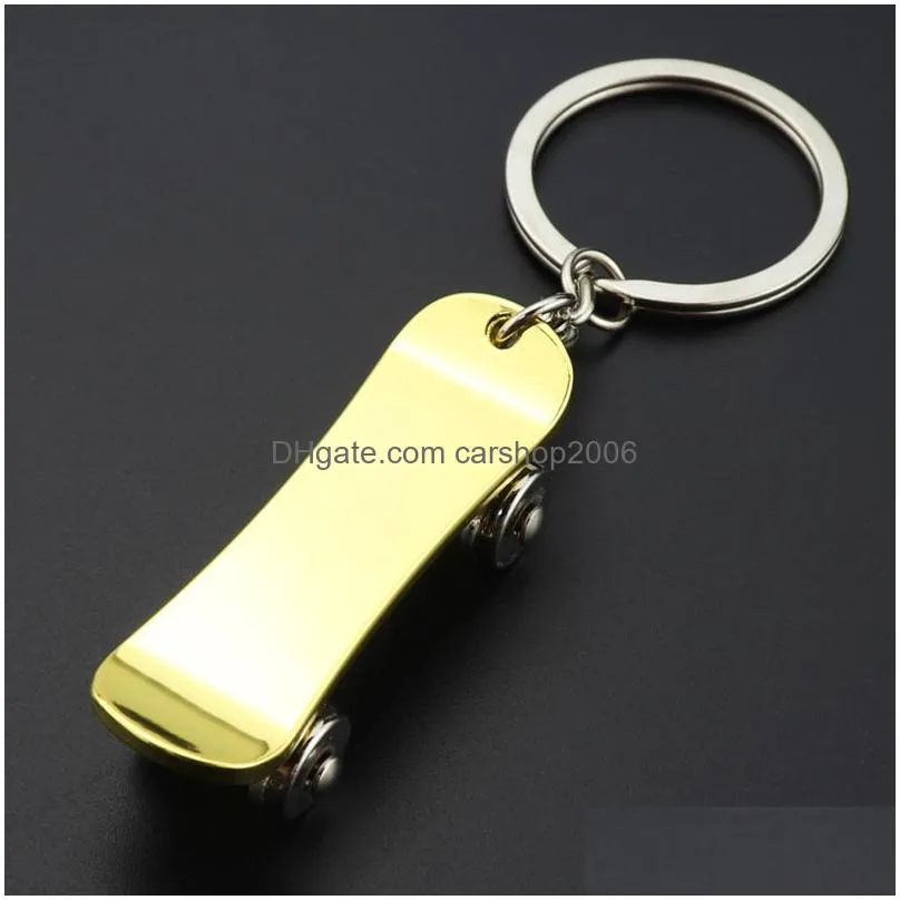 metal rotatable skateboard keychain key rings skateboard pendant handbag hangs fashion jewelry for women mens gift will and sandy 