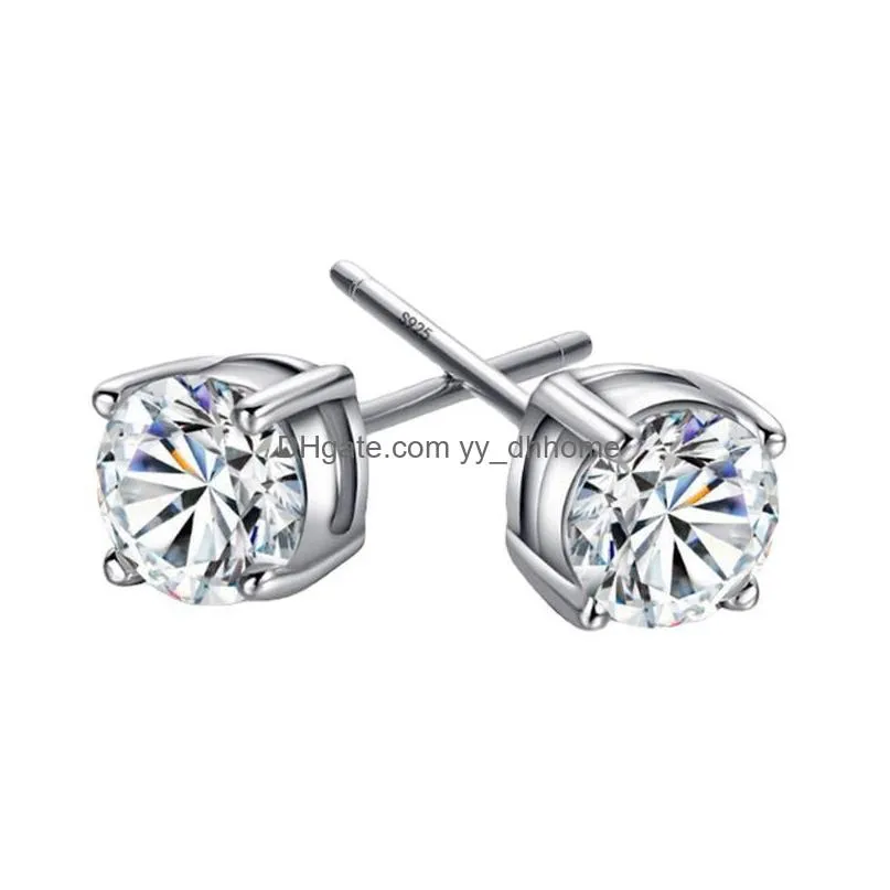 classic charm zircon s925 sterling silver stud earring ear bone nail women men no fading no allergies