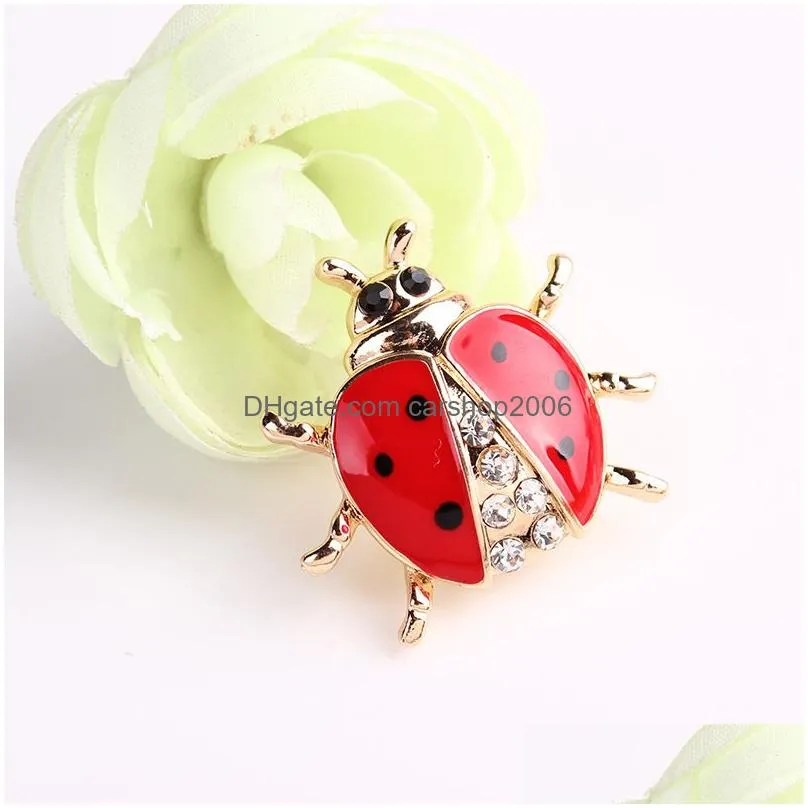 gold crystal ladybird brooch pins enamel insect brooches pin corsage fashion jewelry for men women gift