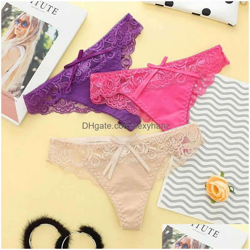 sexy hollow out floral briefs bowknot woman lingeries lace women panties ladies thongs g strings underwears clothes fashion