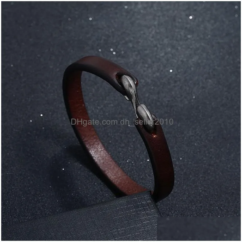 vintage simple hook leather bracelet bangle cuff women mans bracelets wristband fashion jewelry will and sandy