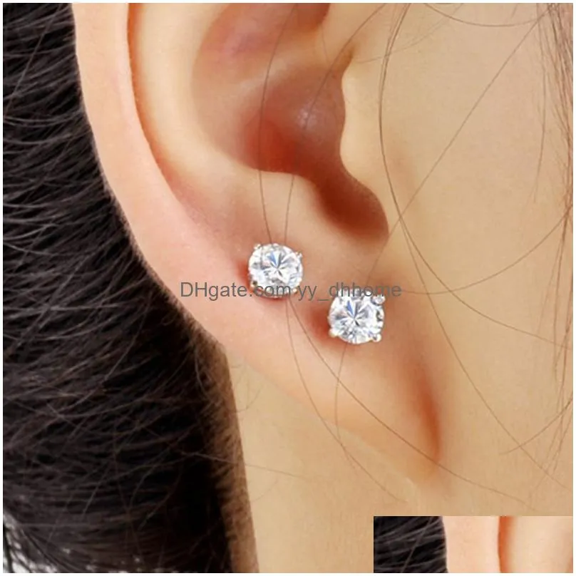 classic charm zircon s925 sterling silver stud earring ear bone nail women men no fading no allergies
