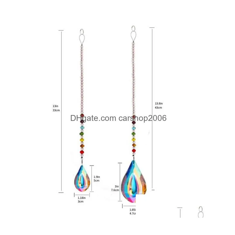 colorful rainbow water drop shell shape ornament pendant home decor gift window wall hanging crystals chakra garden