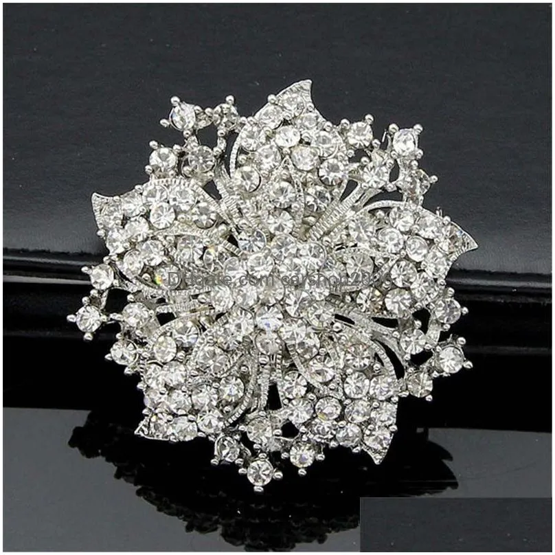 diamond brooch crystal flowers bauhinia brooches pins boutonniere stick corsages scarf clips wedding brooch fashion jewelry will and