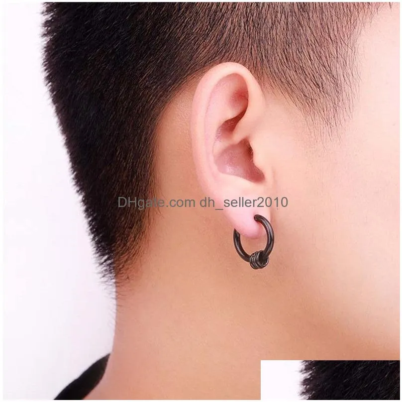 clip on stainless steel hoop earrings ring spring black women mens ear rings hip hop fashion jewelry will and sandy gift