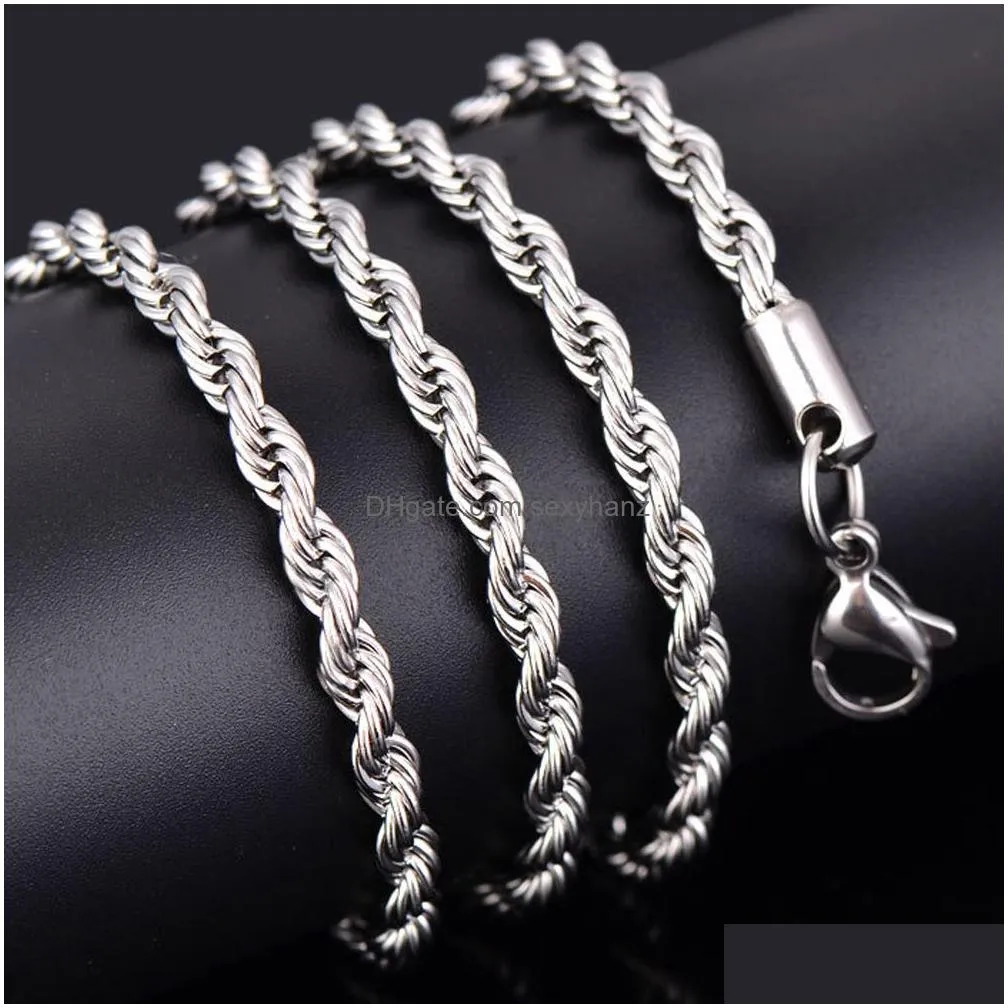 twisted titanium steel chain necklace stylish stainless jewelry for men women