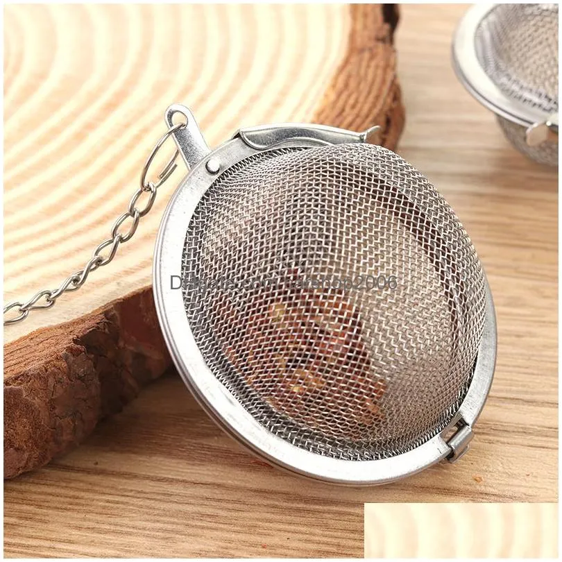 304 stainless steel mesh tea ball tea infuser strainers filters diffuser extended chain hook home drinkware tools