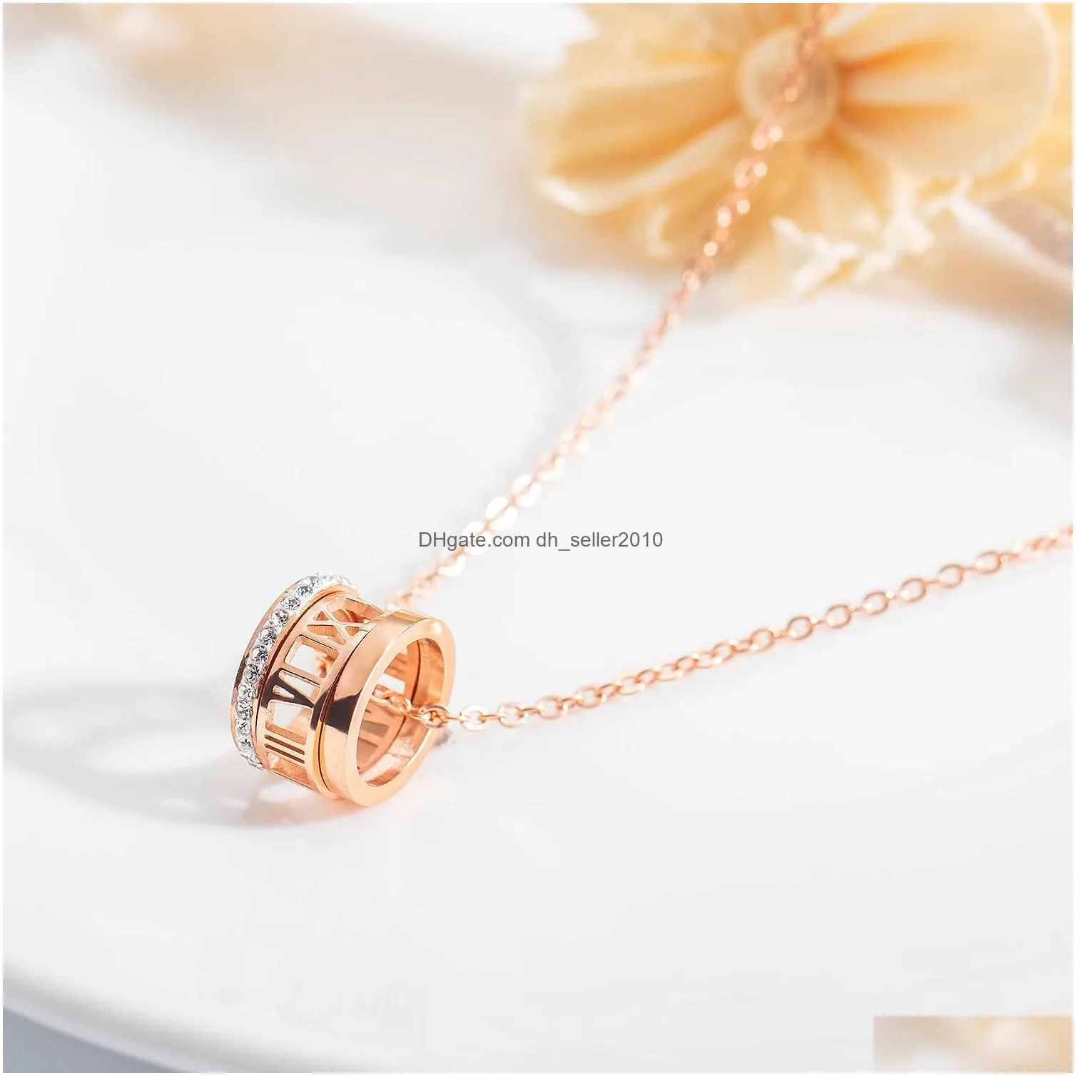 classic rose gold pendant necklace three circles merge titanium steel lover christmas jewelry