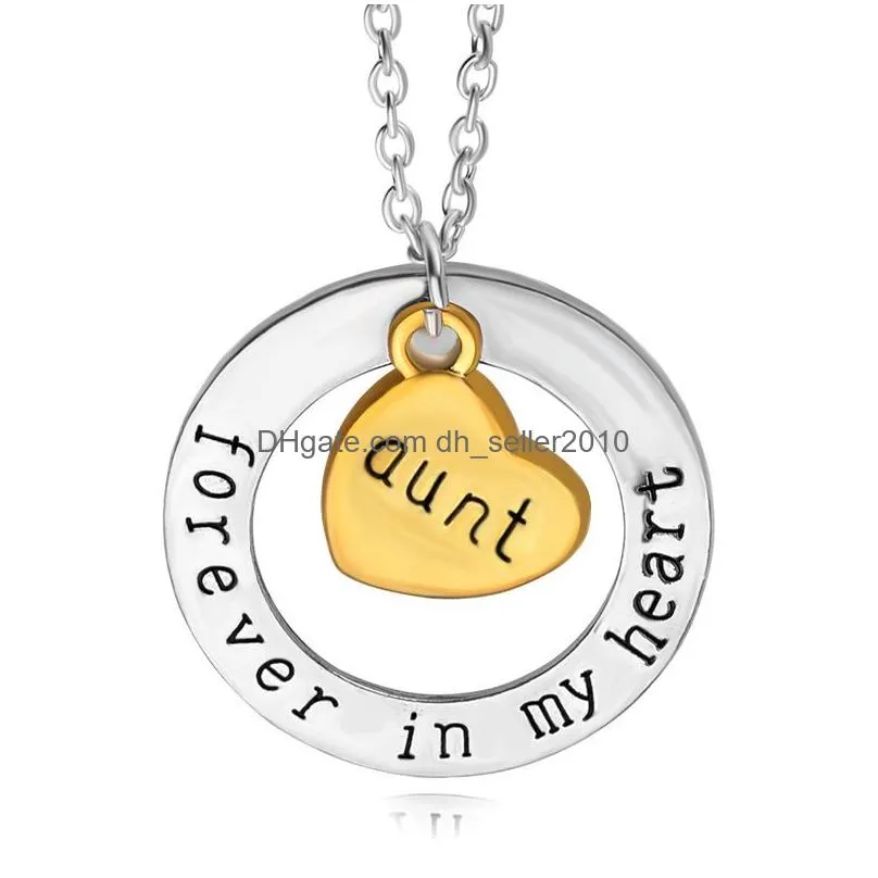 forever in my heart pendant necklaces letter family member grandpa uncle aunt mom dad for women fashion jewelry