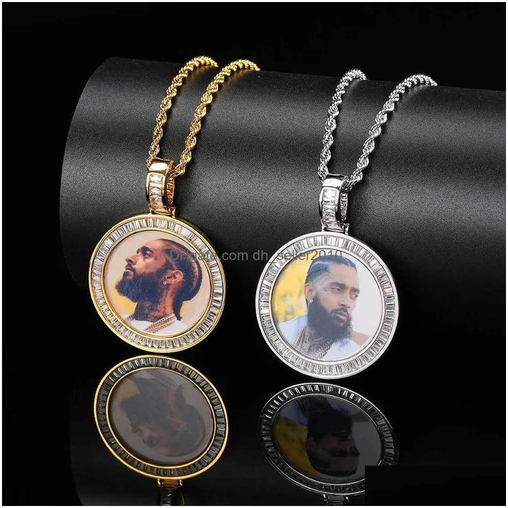 personalized zircon photo pendant necklace memorialize your memories with custom bling square frame medal jewelry