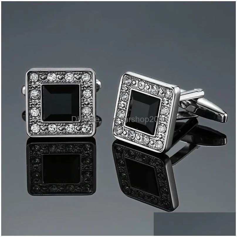french mens shirt metal brass enamel cufflinks crown crystal diamond cuff links for men fashion jewelry will and sandy