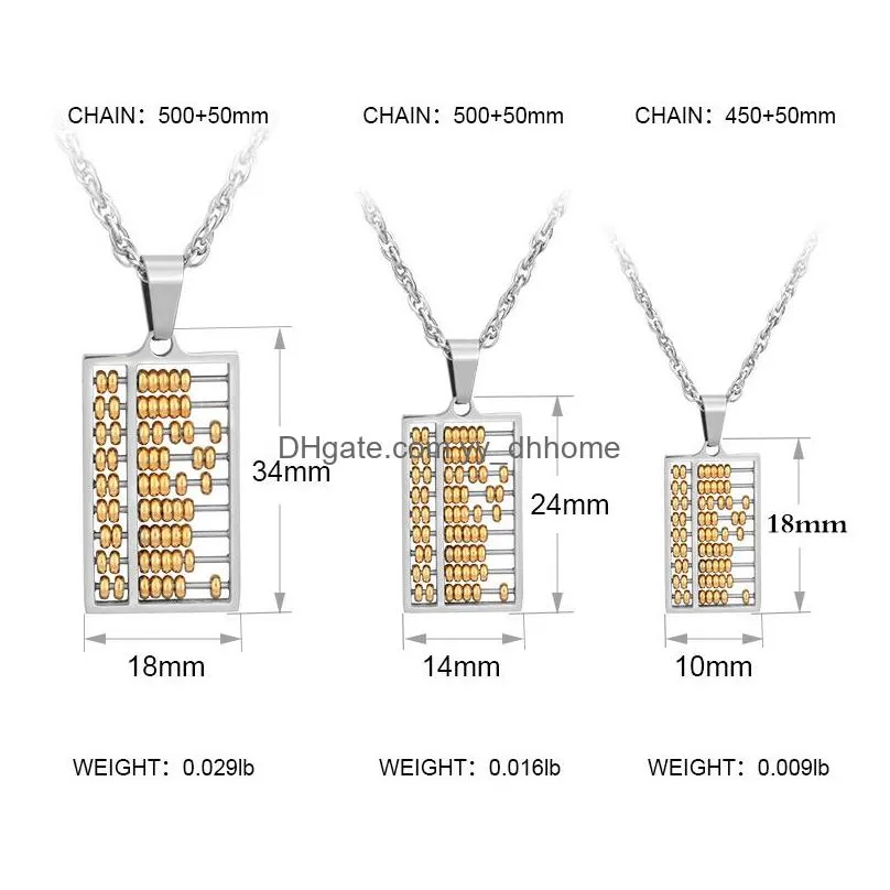 charm abacus pendant necklace 18k gold plated stainless steel men women lover couple jewelry