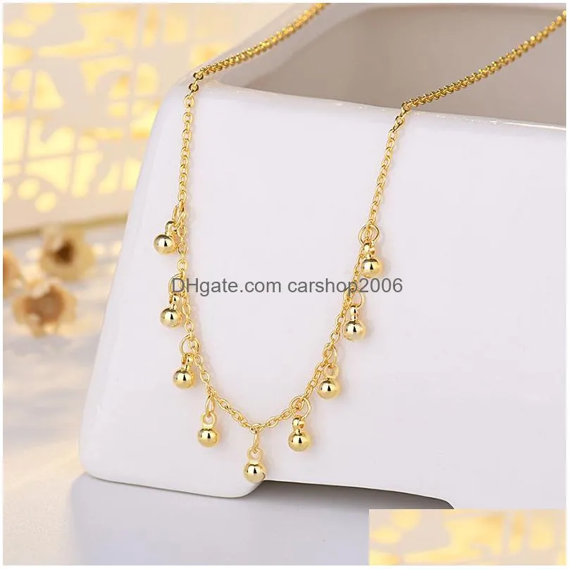 round beads pendant necklace gold plated women girls lady jewelry christmas gift