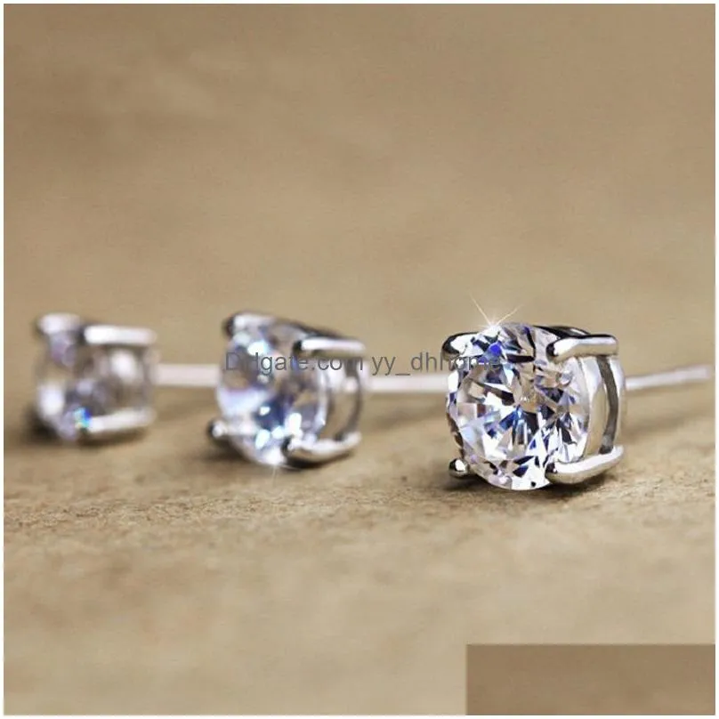 classic charm zircon s925 sterling silver stud earring ear bone nail women men no fading no allergies