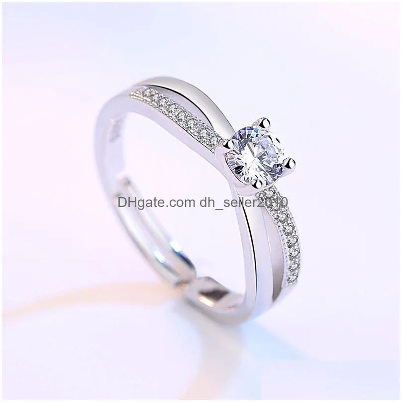 cross cubic zirconia ring solitaire crystal open adjustable engagement wedding rings for women fashion jewelry will and sandy drop ship
