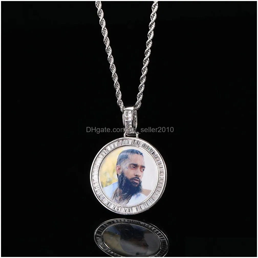 personalized zircon photo pendant necklace memorialize your memories with custom bling square frame medal jewelry