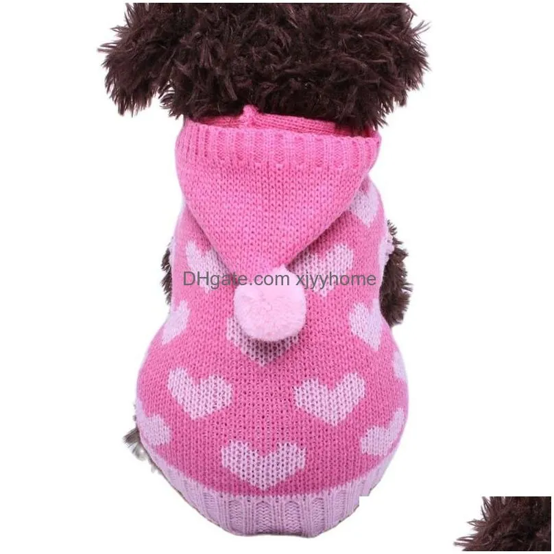 dog apparel cat sweater hoodie hearts patterns jumper pet puppy coat jacket warm clothes for chihuahua yorkie poodledog