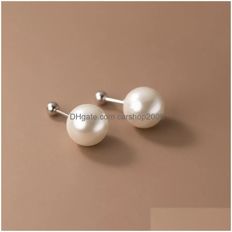 pearl screwback stud earrings stainless steel ear bone nail safe sleeping without pick