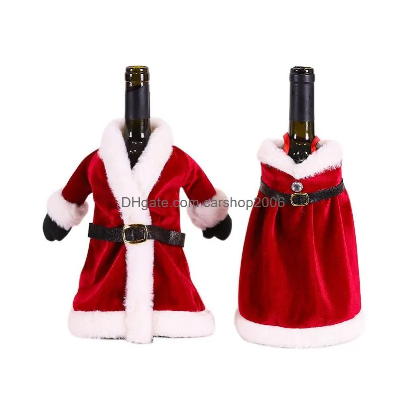 red christmas cloak coat wine bottle cover bag hangs christmas decorations festive party home decor drop ship
