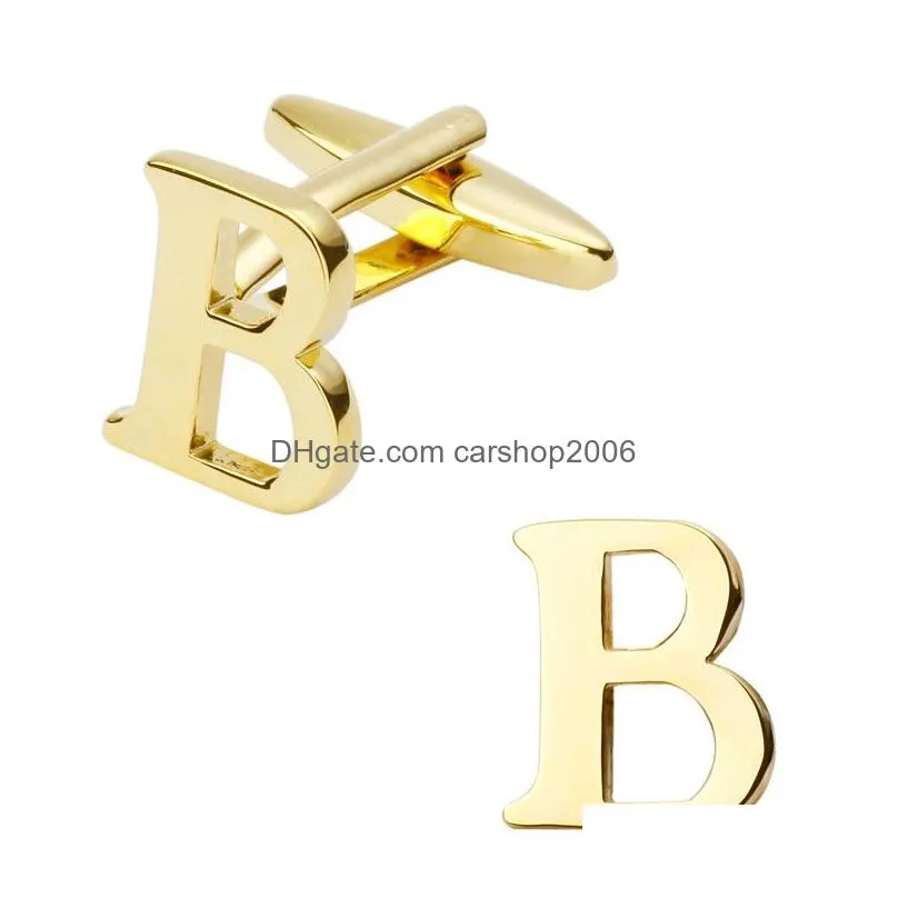 french mens shirt metal brass gold silver az english letter cufflinks initial alphabet cuff links for men fashion jewelry will and