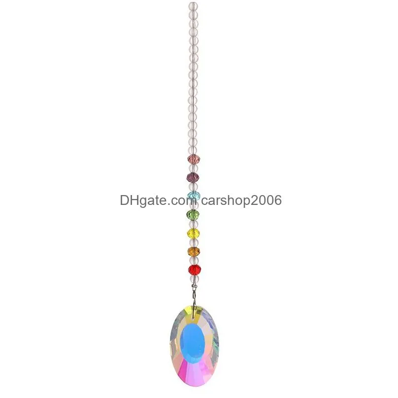 colorful rainbow water drop shell shape ornament pendant home decor gift window wall hanging crystals chakra garden