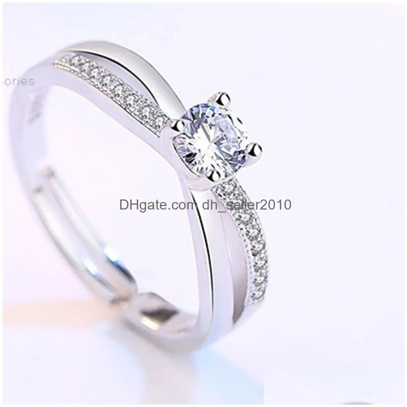 cross cubic zirconia ring solitaire crystal open adjustable engagement wedding rings for women fashion jewelry will and sandy drop ship