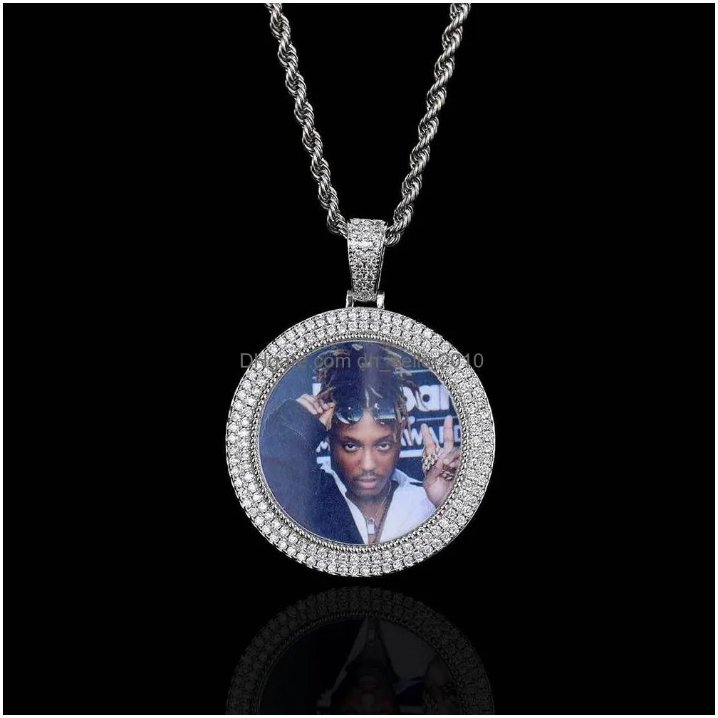 custom photo pendant necklaces sculptable bling zircon memorial frame medal pendants