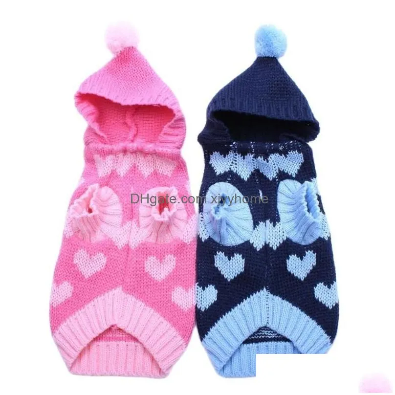 dog apparel cat sweater hoodie hearts patterns jumper pet puppy coat jacket warm clothes for chihuahua yorkie poodledog