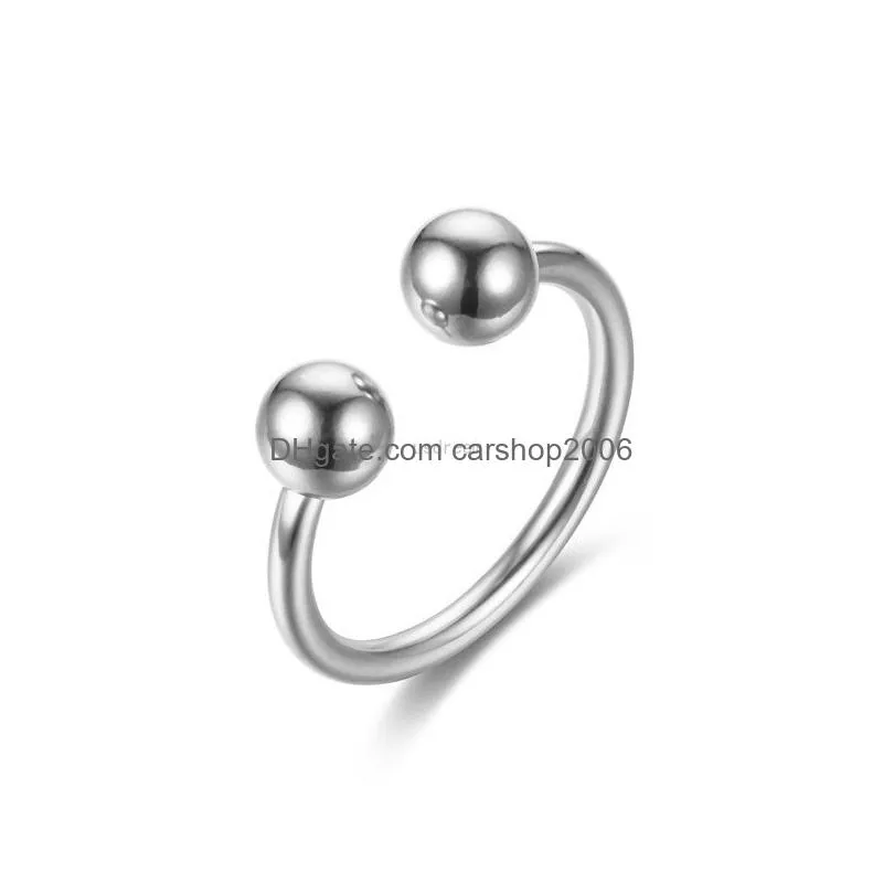 adjustable stainless steel double ball ring silver gold band toe rings for women fashion jewelry gift will and sandy gold blue