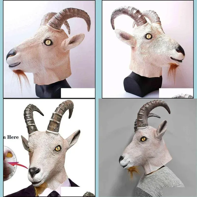 goat antelope animal head mask novelty halloween costume party latex animal mask full head masquerade mask for adults t220727