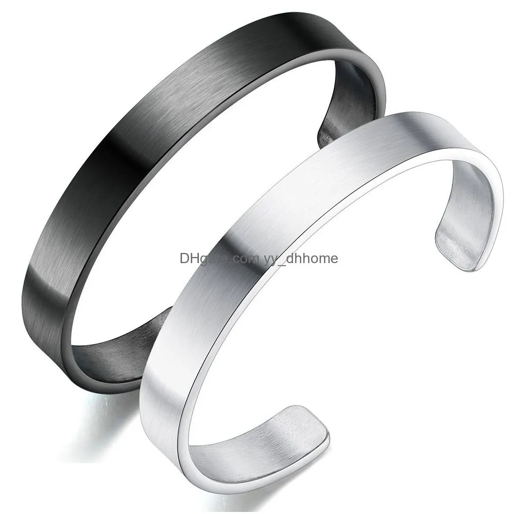 stainless steel cuff bangle women men students glossy couple lover bracelets silver/black