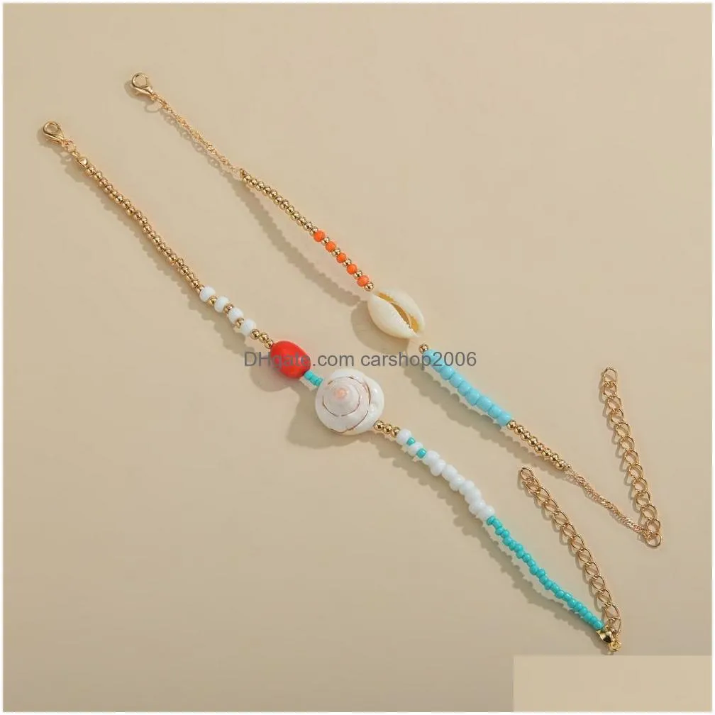 white shell beads anklet chain summer beach gold chains wrap foot chain foot bracelet women fashion jewelry will and sandy gift
