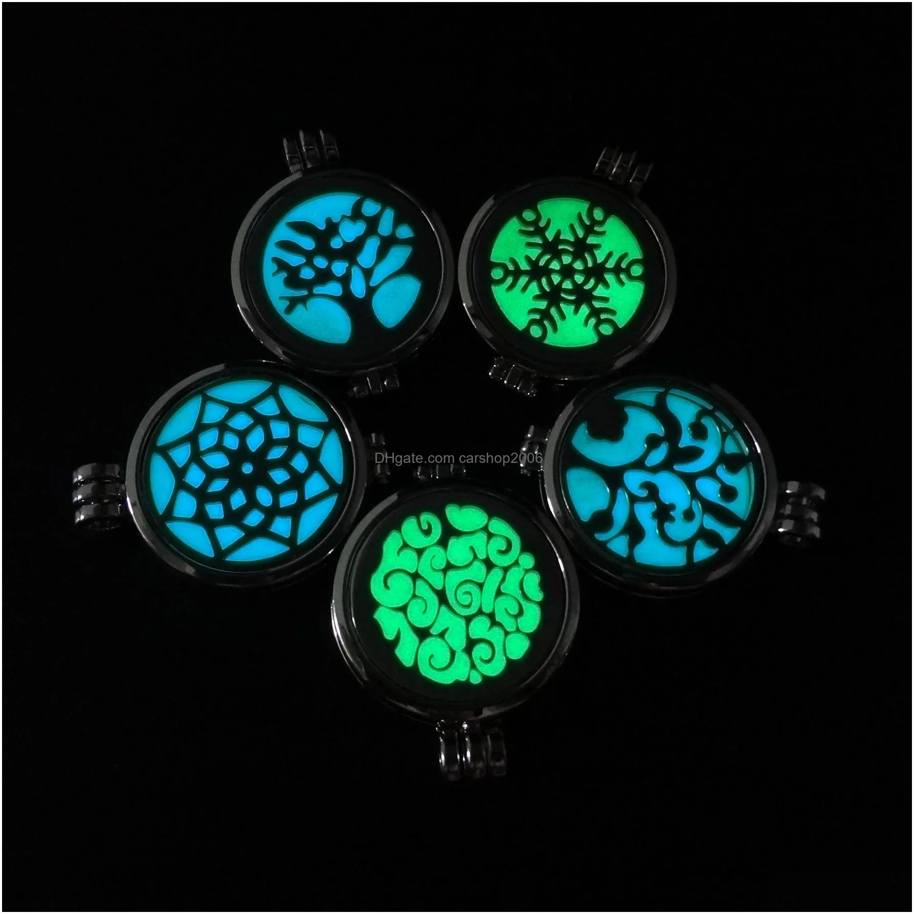 tree of life cross snowflake hollow luminous aromatherapy necklace stainless steel perfume dispenser locket cross pendant necklaces will and