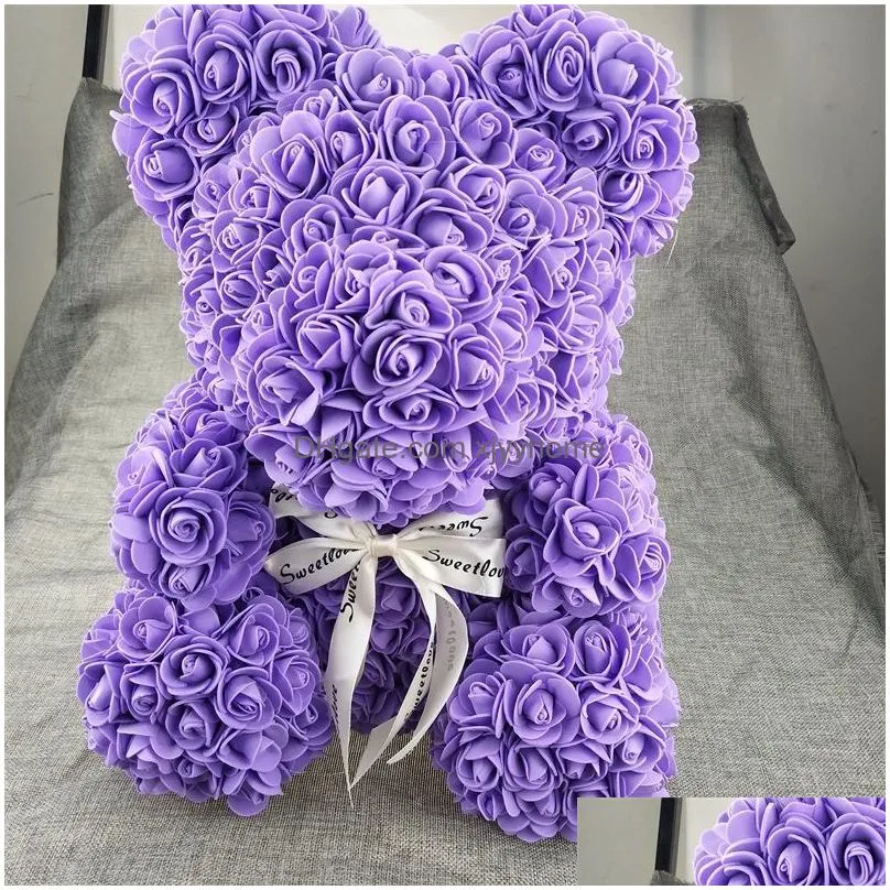 decorative flowers wreaths 40 cm high rose bear valentines gift preserved  flower romance artificial toy of womens bear1