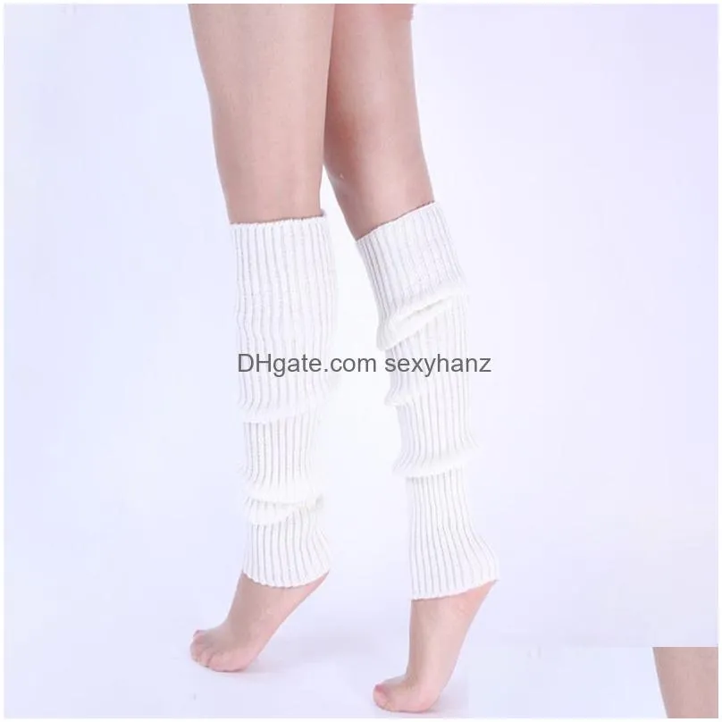 fashion women knit ribbed leg warmers socks solid color knee winter sports yoga leg warmer stockings hosiery drop ship