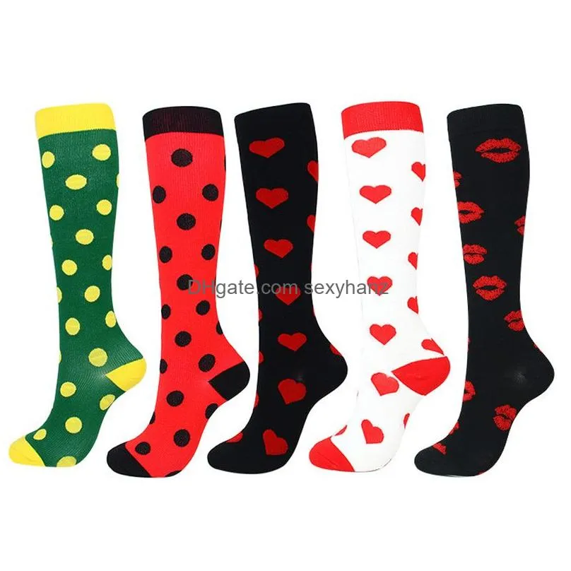 compression camouflage stripe heart print hosiery stockings fashion women men running travel cycling sport socks will and sandy gift