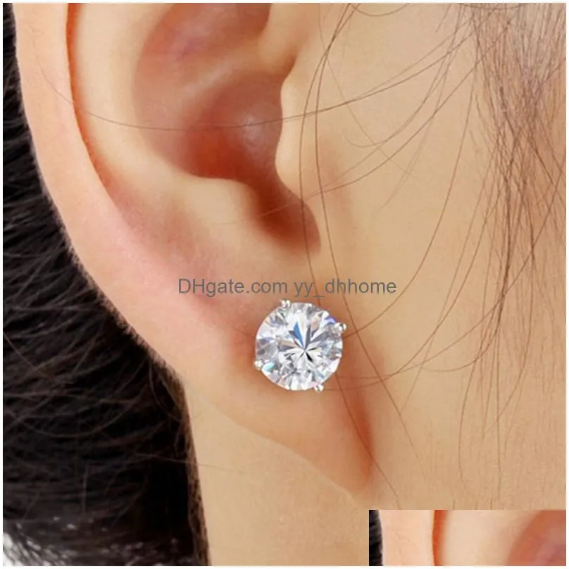 classic charm zircon s925 sterling silver stud earring ear bone nail women men no fading no allergies