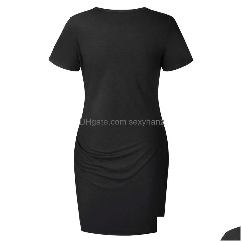 crew neck dress short sleeves irregular slim bodycon dresses sexy women hip wrap skirt summer clothes