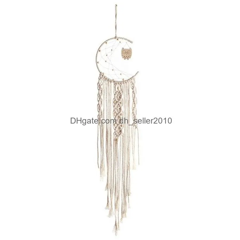 handmade macrame dream catcher owl tapestry pendant wall hanging wedding decoration bedroom wall hanging home decor