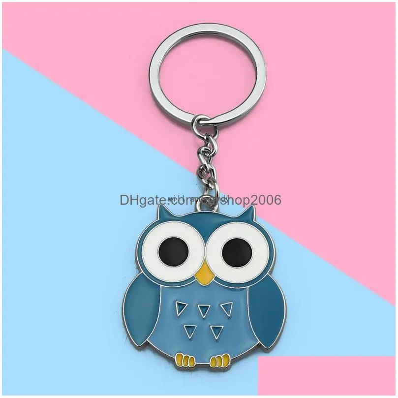 cartoon bird owl key ring enamel owl keychain bag hanging women men student fashion jewelry will and sandy