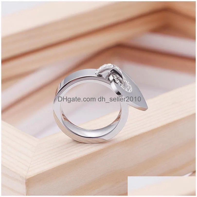 real love heart promise ring stainless steel 18k gold plated couple wedding ring jewelry