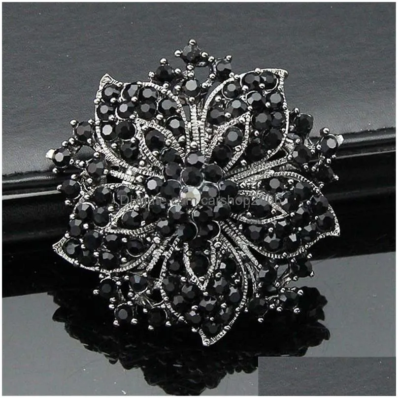 diamond brooch crystal flowers bauhinia brooches pins boutonniere stick corsages scarf clips wedding brooch fashion jewelry will and