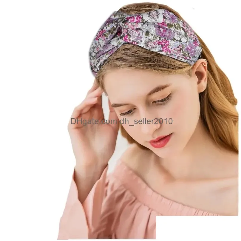 wide headbands print floral cross tie sports yoga stretch wrap hairband hoops for women fashion will and sandy