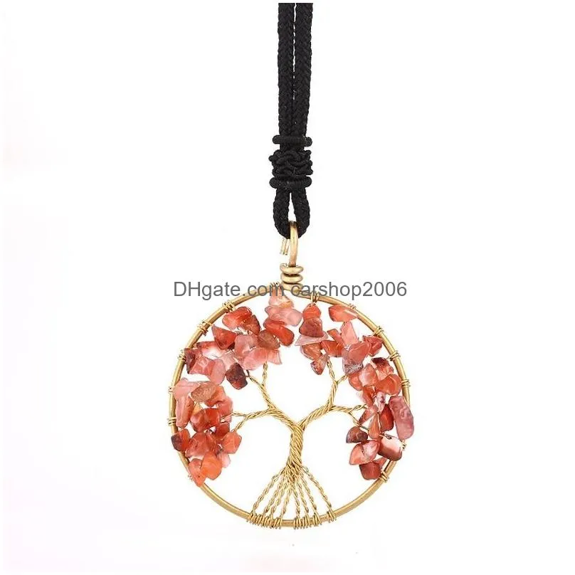 tree of life natural stone crystal chakra necklace fashion jewelry amethyst clear quartz lapis pendants gemstone necklaces will and