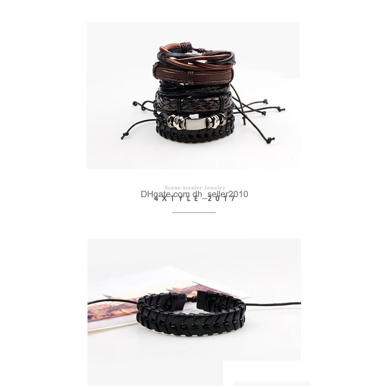 weave leather bracelet charm adjustable multilayer wrap bracelets wristband bangle cuffs women men fashion jewelry drop ship