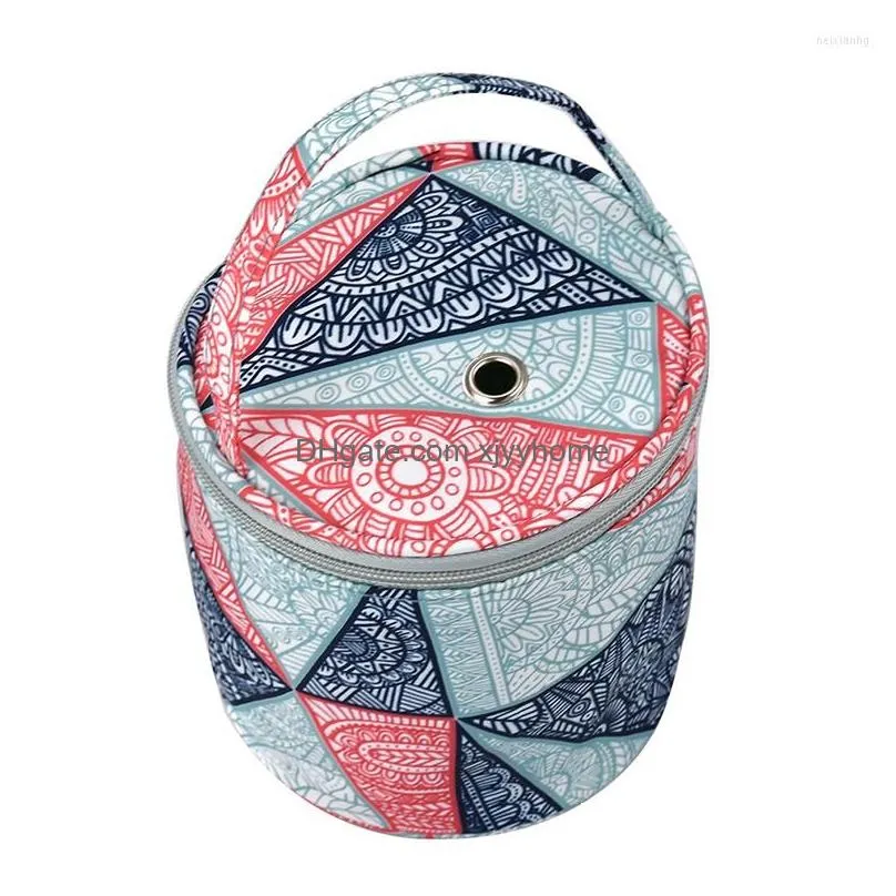 arts and crafts round knitting bag home daily storage wool yarn crochet sewing needle handbag weaving tool tote