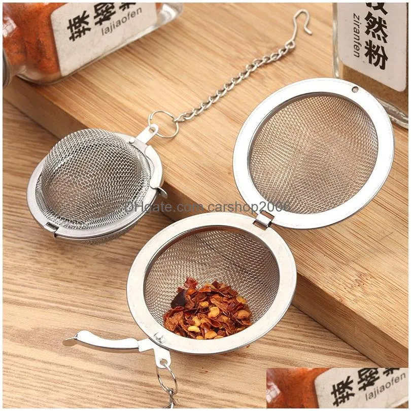 304 stainless steel mesh tea ball tea infuser strainers filters diffuser extended chain hook home drinkware tools